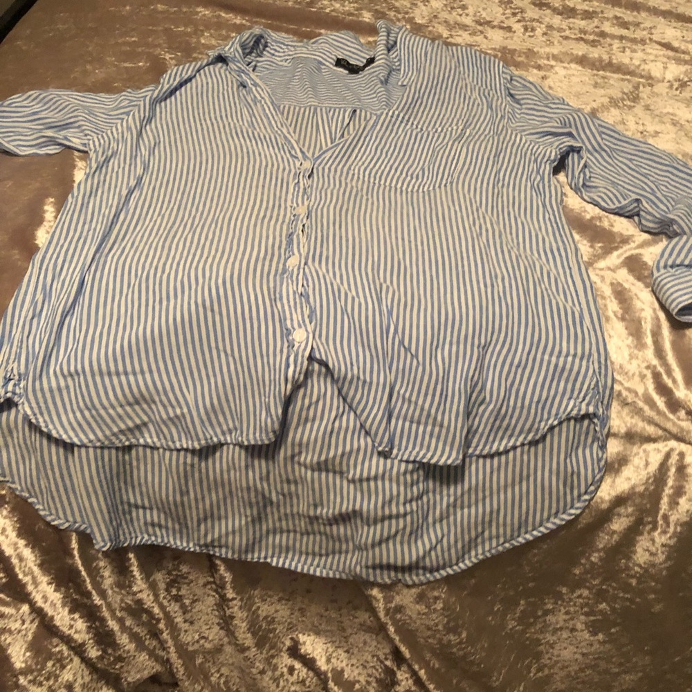 Blue striped button up